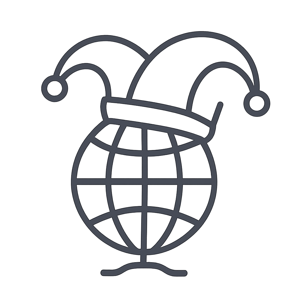 A blue gun shaped like a globe with a Jester's hat on it.